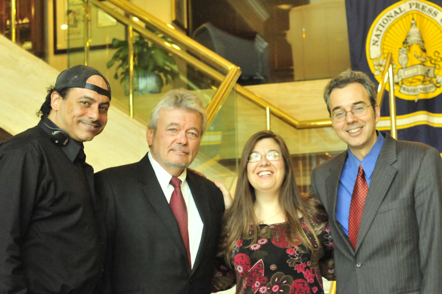 Will   Allen, George Knapp, Karin Marcatillio, and Richard Dolan at the X   Conference 2010 National Press Club